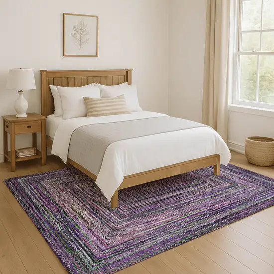 Purple And Gray Geometric Washable Area Rug With UV Protection Photo 5