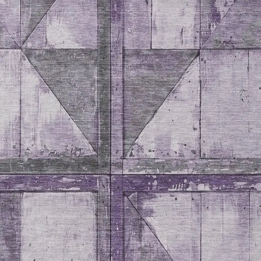 Purple And Gray Geometric Washable Indoor Outdoor Area Rug Photo 4