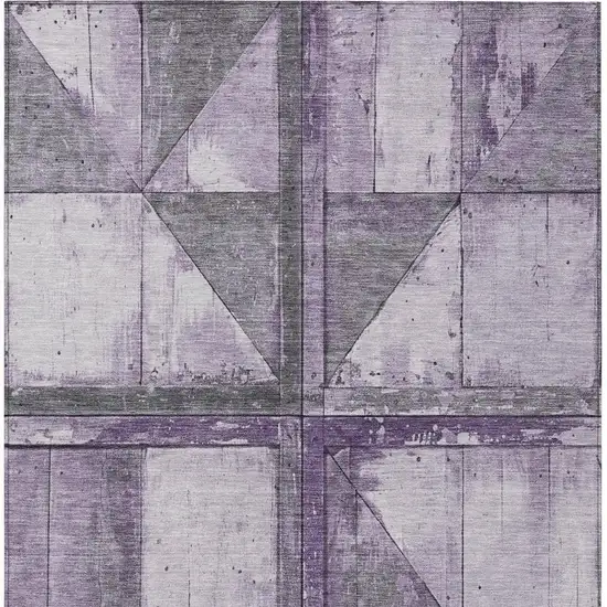 Purple And Gray Geometric Washable Indoor Outdoor Area Rug Photo 4