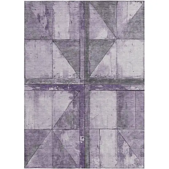 Purple And Gray Geometric Washable Indoor Outdoor Area Rug Photo 3