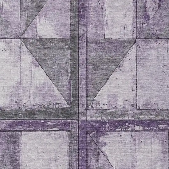 Purple And Gray Geometric Washable Indoor Outdoor Area Rug Photo 4