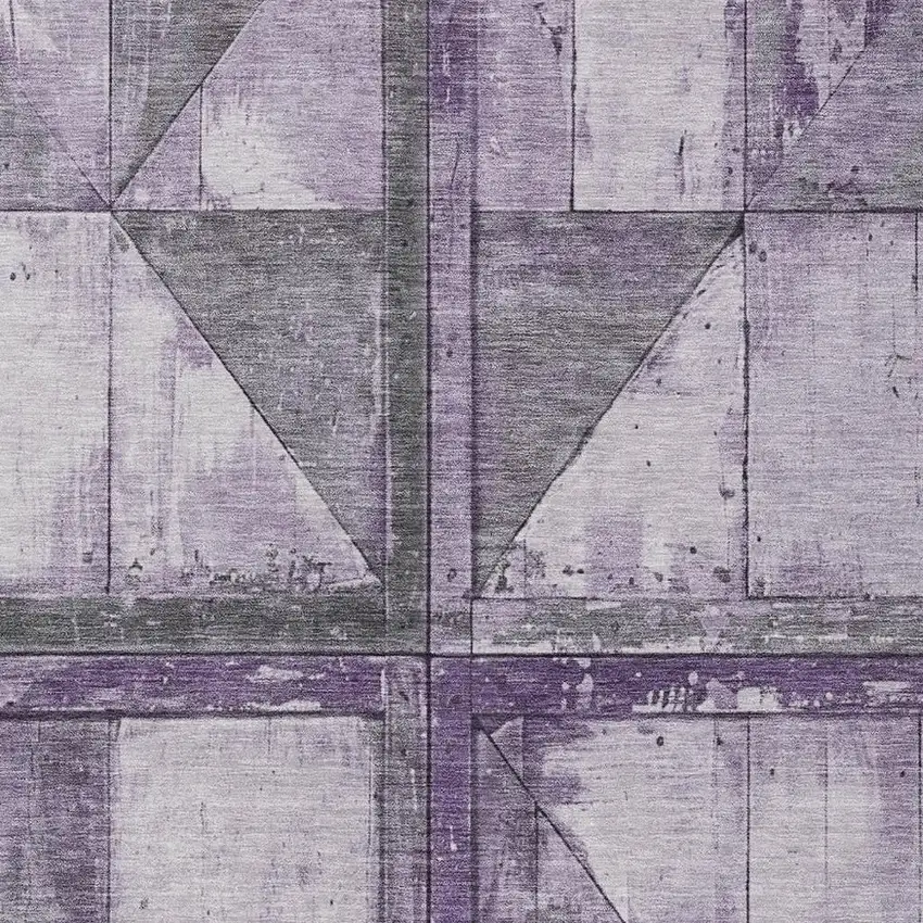 Purple And Gray Geometric Washable Indoor Outdoor Area Rug Photo 4