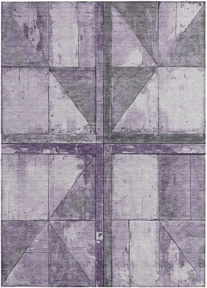 Purple And Gray Geometric Washable Indoor Outdoor Area Rug Photo 3