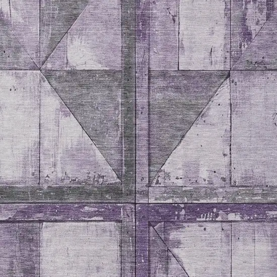 Purple And Gray Geometric Washable Indoor Outdoor Area Rug Photo 4