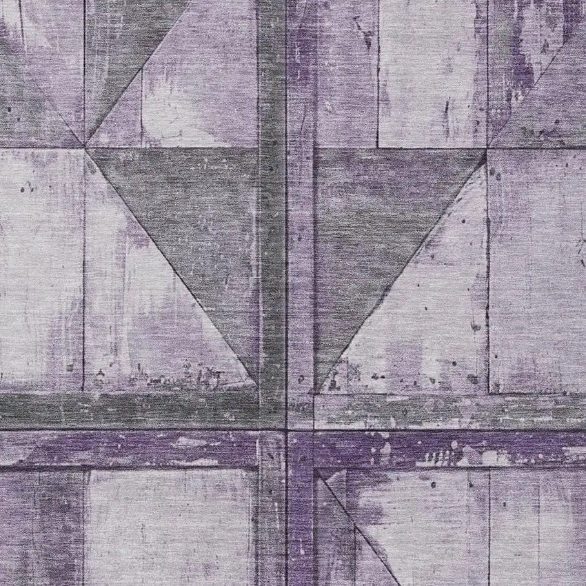 Purple And Gray Geometric Washable Indoor Outdoor Area Rug Photo 4