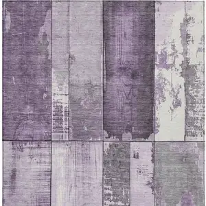 Photo of Purple And Gray Geometric Washable Indoor Outdoor Area Rug