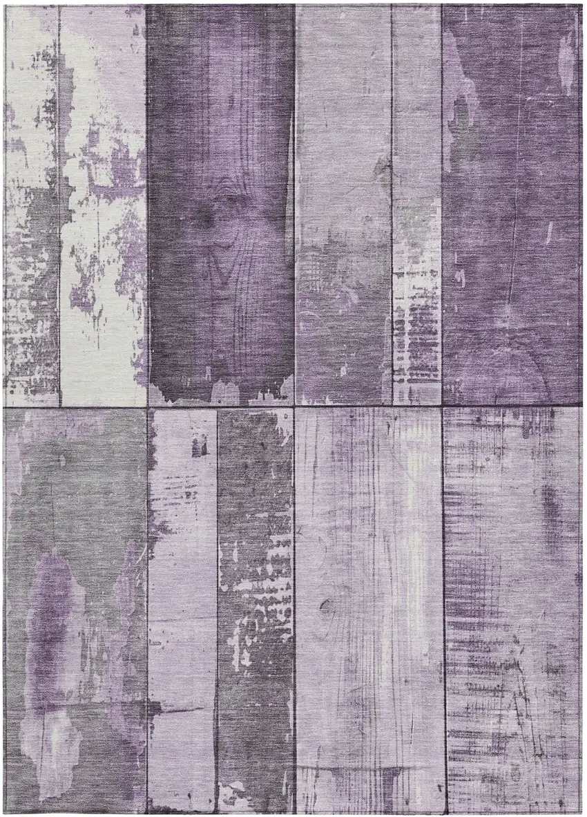 Purple And Gray Geometric Washable Indoor Outdoor Area Rug Photo 9
