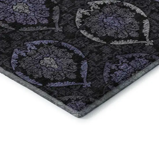 Purple And Gray Medallion Washable Area Rug With UV Protection Photo 8