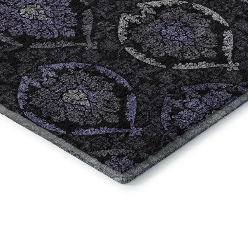 Purple And Gray Medallion Washable Area Rug With UV Protection Photo 8