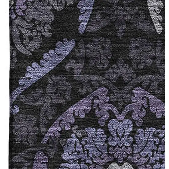Purple And Gray Medallion Washable Area Rug With UV Protection Photo 3