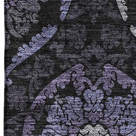 Purple And Gray Medallion Washable Area Rug With UV Protection Photo 3
