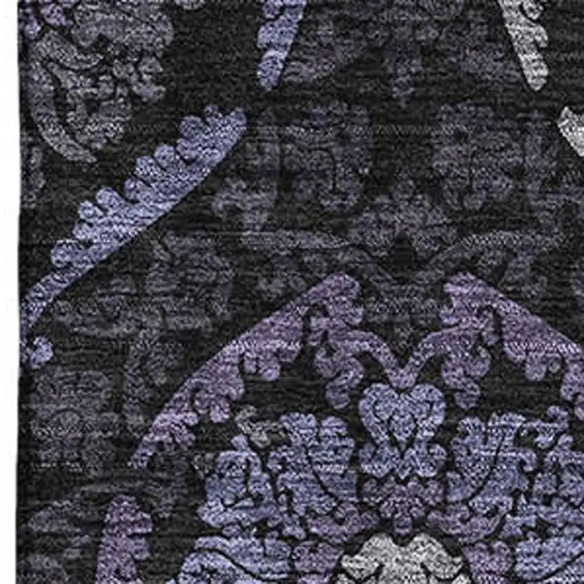Purple And Gray Medallion Washable Area Rug With UV Protection Photo 3