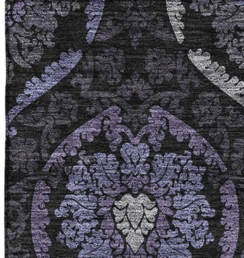 Purple And Gray Medallion Washable Area Rug With UV Protection Photo 4