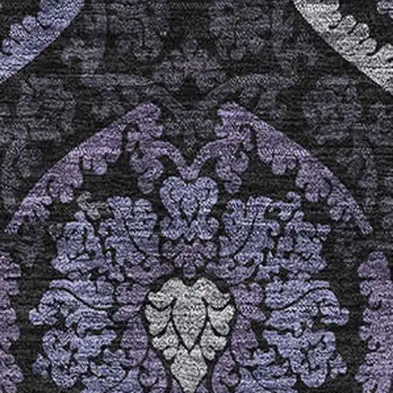 Purple And Gray Medallion Washable Area Rug With UV Protection Photo 3
