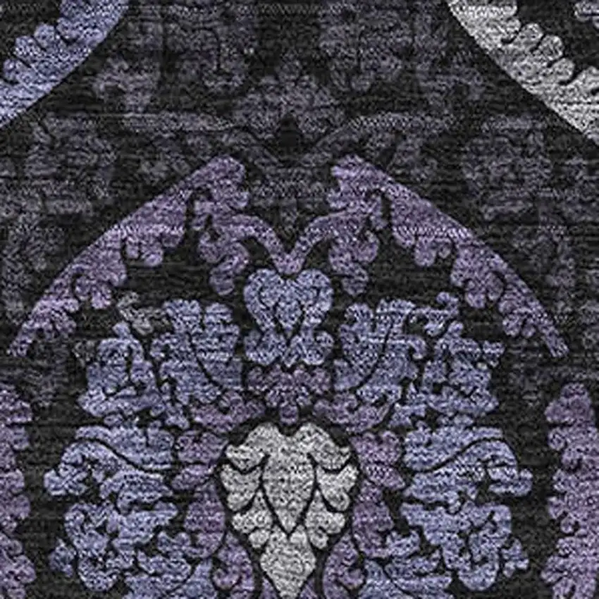 Purple And Gray Medallion Washable Area Rug With UV Protection Photo 3