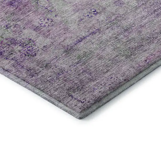 Purple And Gray Oriental Washable Area Rug With UV Protection Photo 7