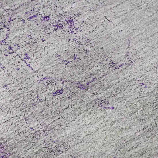 Purple And Gray Oriental Washable Area Rug With UV Protection Photo 9