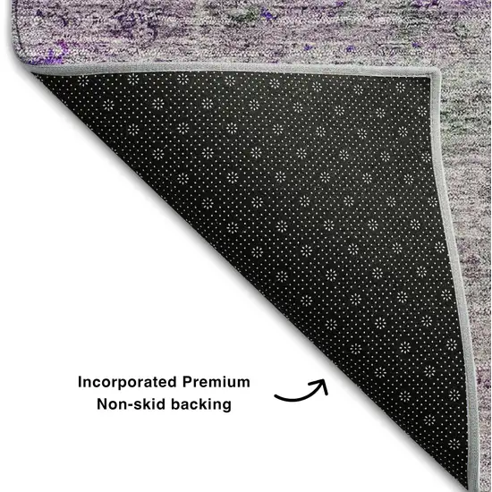 Purple And Gray Oriental Washable Area Rug With UV Protection Photo 6