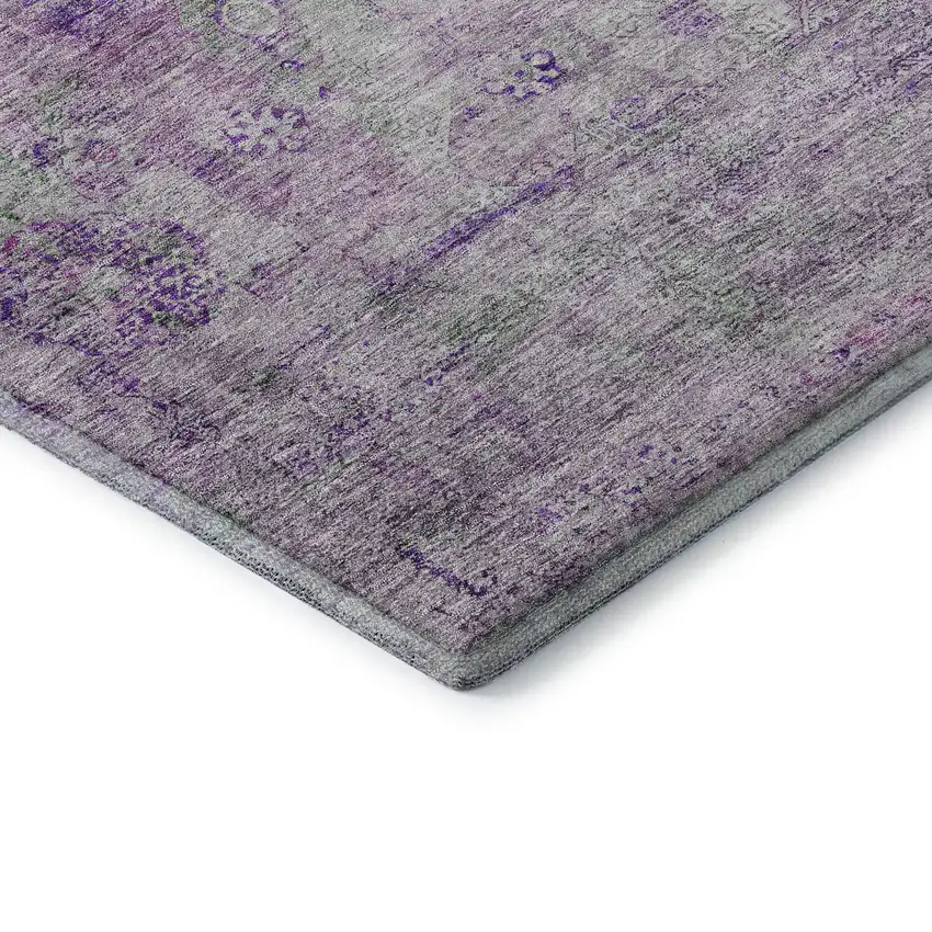 Purple And Gray Oriental Washable Area Rug With UV Protection Photo 7