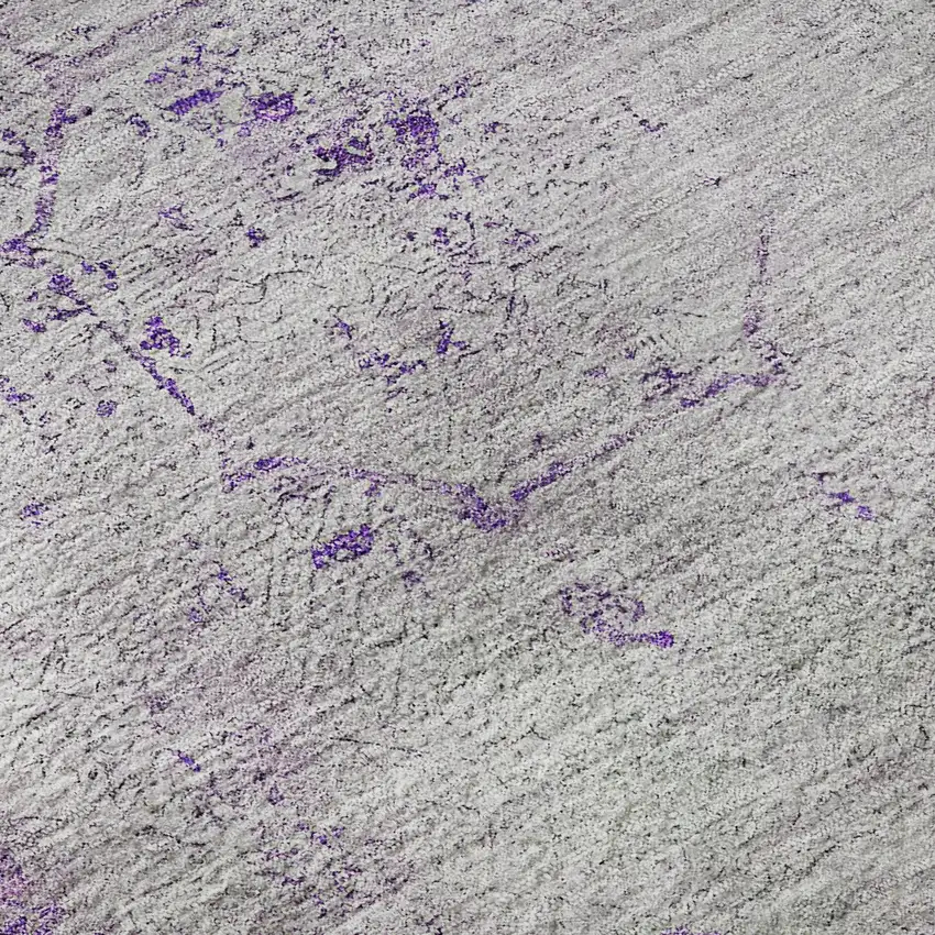Purple And Gray Oriental Washable Area Rug With UV Protection Photo 9
