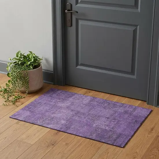 Purple And Gray Patchwork Washable Area Rug With UV Protection Photo 1