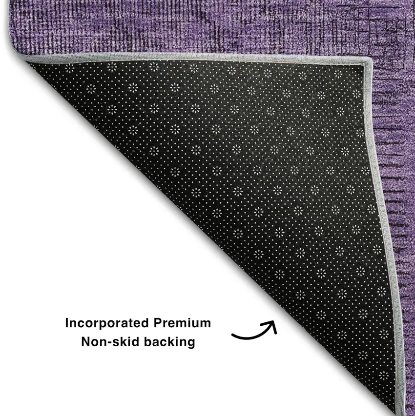 Purple And Gray Patchwork Washable Area Rug With UV Protection Photo 8