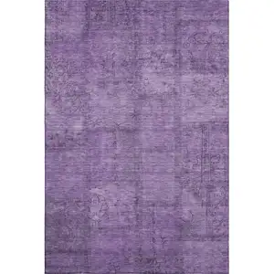 Photo of Purple And Gray Patchwork Washable Area Rug With UV Protection