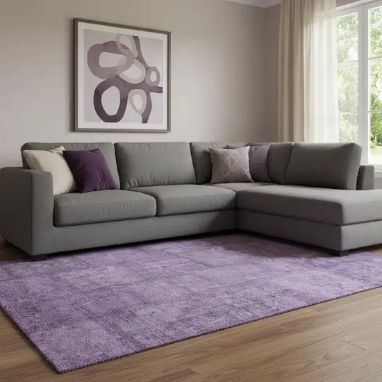 Purple And Gray Patchwork Washable Area Rug With UV Protection Photo 1