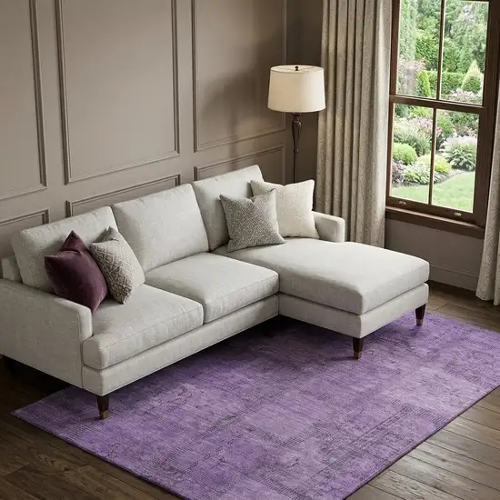 Purple And Gray Patchwork Washable Area Rug With UV Protection Photo 1