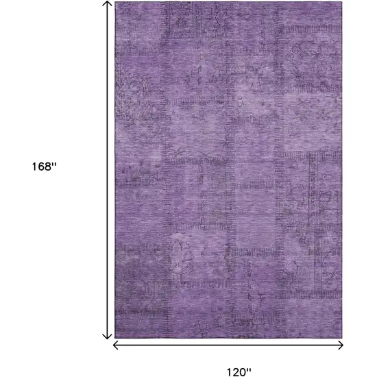 Purple And Gray Patchwork Washable Area Rug With UV Protection Photo 3