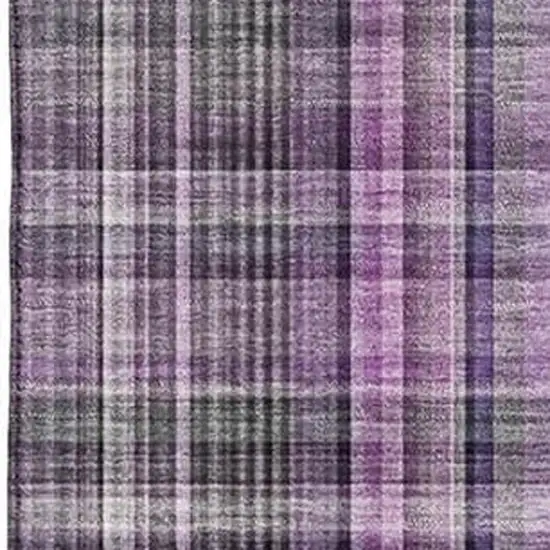 Purple And Gray Plaid Washable Area Rug With UV Protection Photo 3
