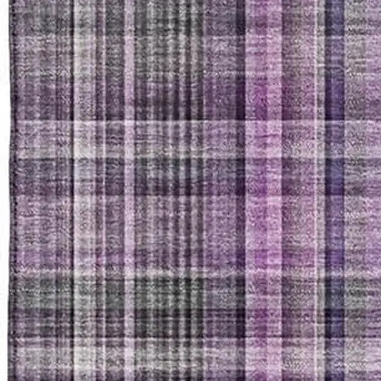 Purple And Gray Plaid Washable Area Rug With UV Protection Photo 3