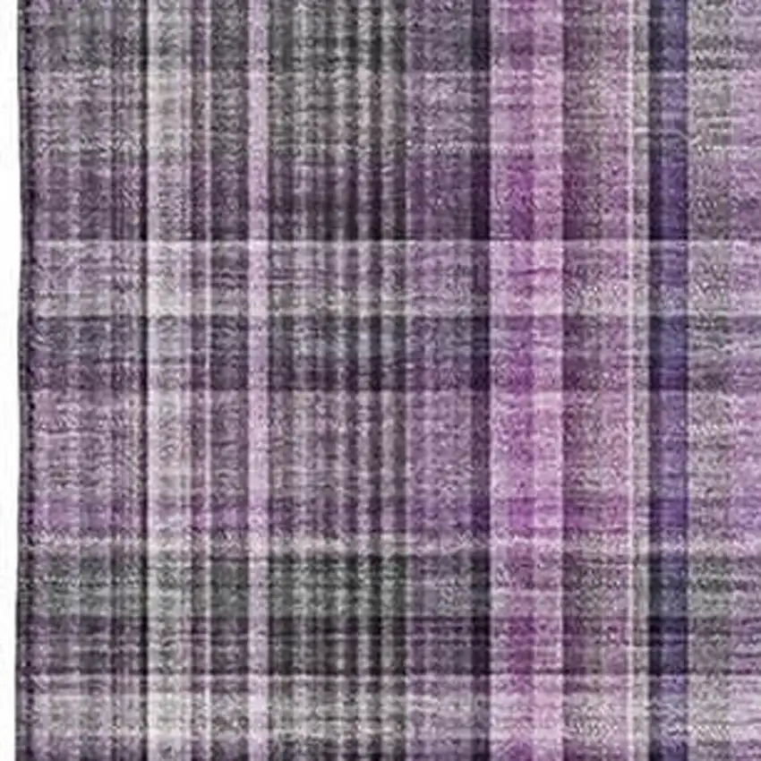 Purple And Gray Plaid Washable Area Rug With UV Protection Photo 3
