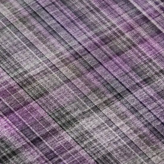 Purple And Gray Plaid Washable Area Rug With UV Protection Photo 9