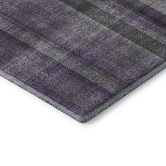 Purple And Gray Plaid Washable Area Rug With UV Protection Photo 8