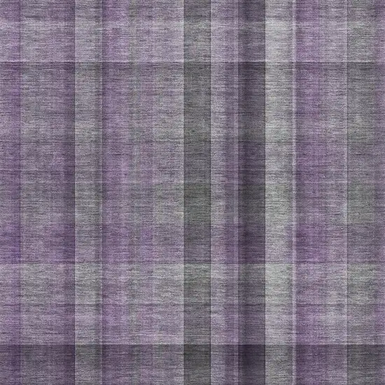 Purple And Gray Plaid Washable Area Rug With UV Protection Photo 3