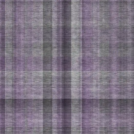 Purple And Gray Plaid Washable Area Rug With UV Protection Photo 3
