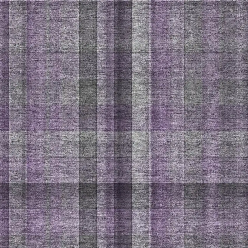 Purple And Gray Plaid Washable Area Rug With UV Protection Photo 3
