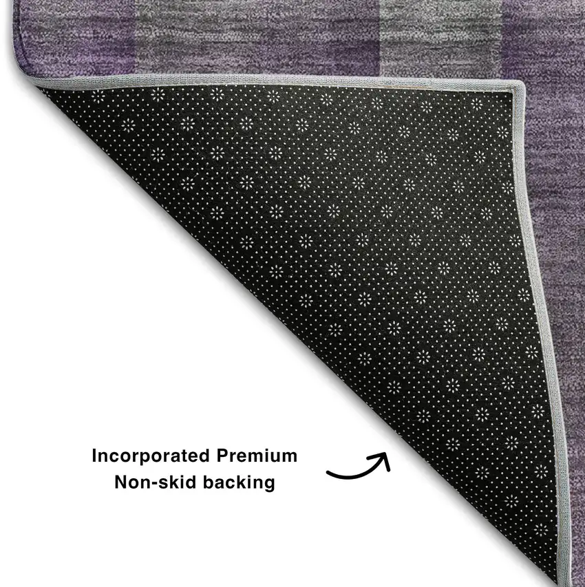 Purple And Gray Plaid Washable Area Rug With UV Protection Photo 7