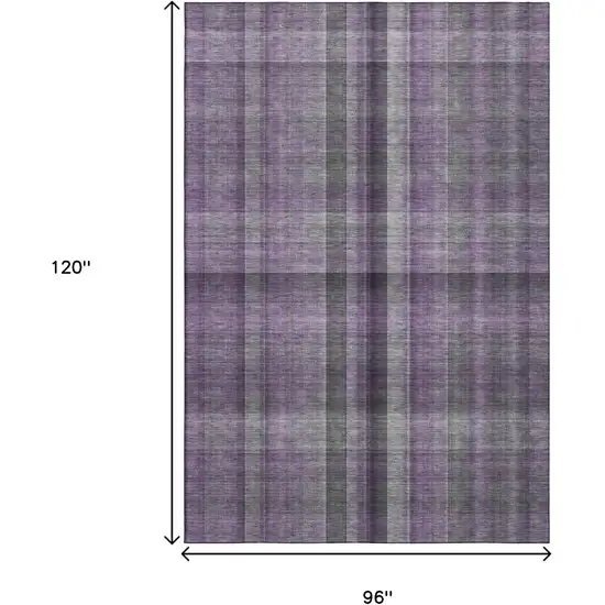 Purple And Gray Plaid Washable Area Rug With UV Protection Photo 3