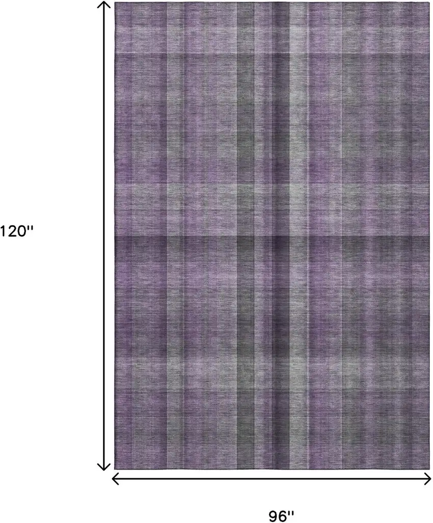 Purple And Gray Plaid Washable Area Rug With UV Protection Photo 3