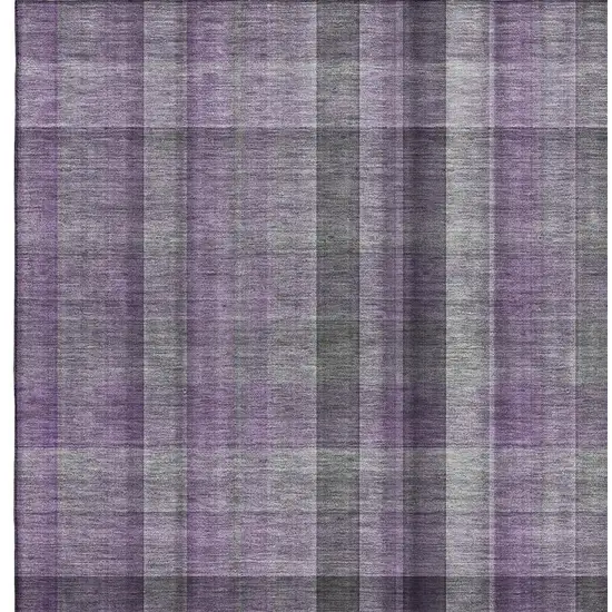Purple And Gray Plaid Washable Area Rug With UV Protection Photo 3