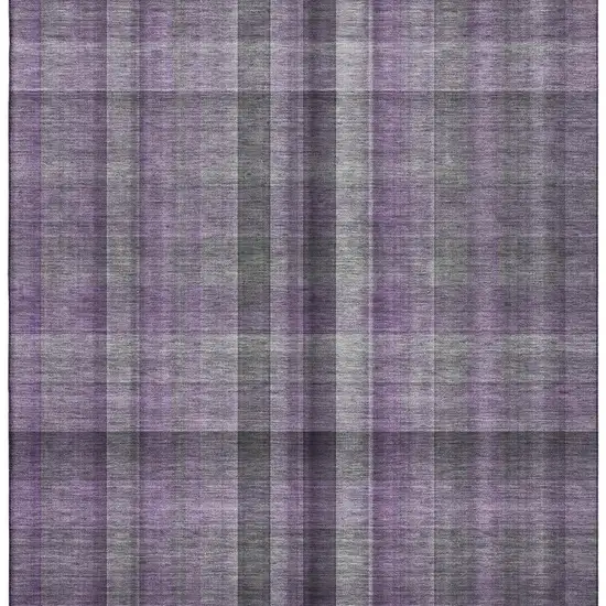 Purple And Gray Plaid Washable Area Rug With UV Protection Photo 4