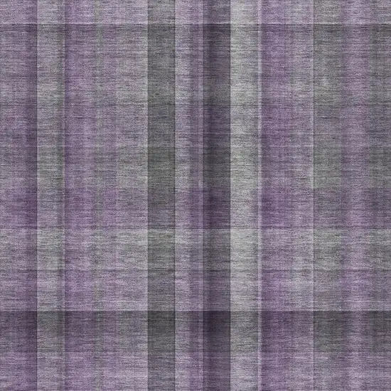 Purple And Gray Plaid Washable Area Rug With UV Protection Photo 3