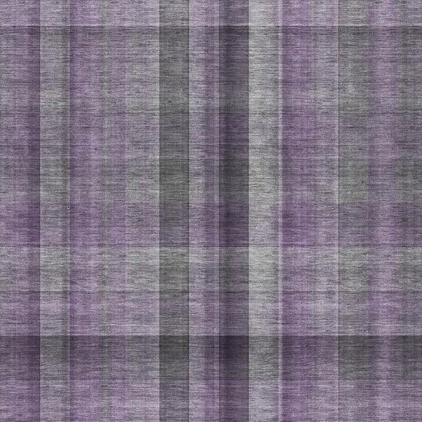 Purple And Gray Plaid Washable Area Rug With UV Protection Photo 3