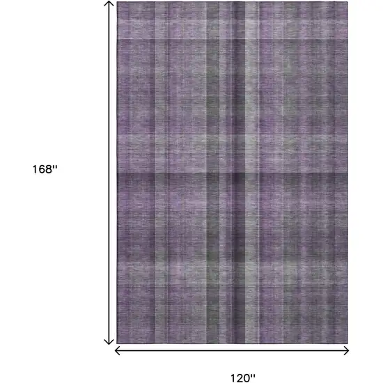 Purple And Gray Plaid Washable Area Rug With UV Protection Photo 3
