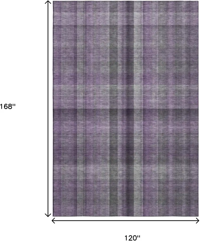 Purple And Gray Plaid Washable Area Rug With UV Protection Photo 3