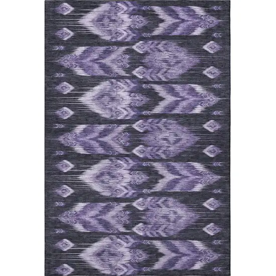 Purple And Gray Southwestern Washable Area Rug With UV Protection Photo 4
