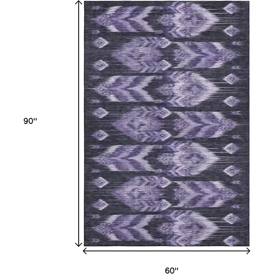 Purple And Gray Southwestern Washable Area Rug With UV Protection Photo 3