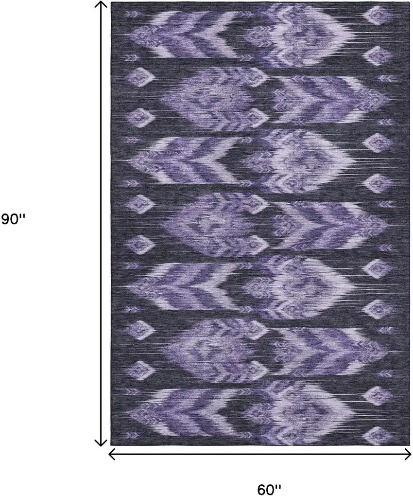 Purple And Gray Southwestern Washable Area Rug With UV Protection Photo 3